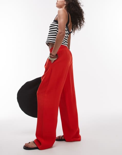 Topshop elasticated waistband tailored jogger trouser in red - view 1
