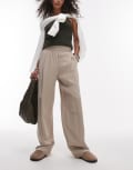 [Topshop] Topshop elasticated waistband tailored trackie pants in stone-Neutral 12 STONE
