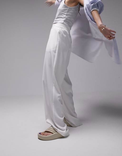 Topshop super wide leg jogger in white