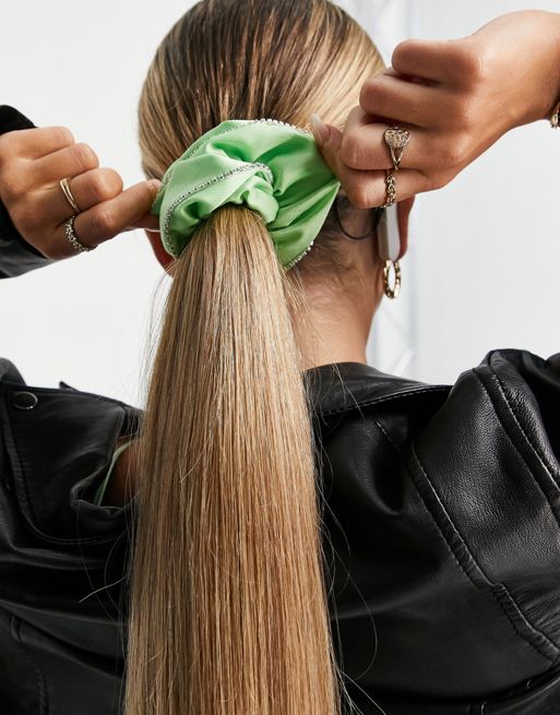 Topshop - Elastico per capelli verde con strass sul bordo