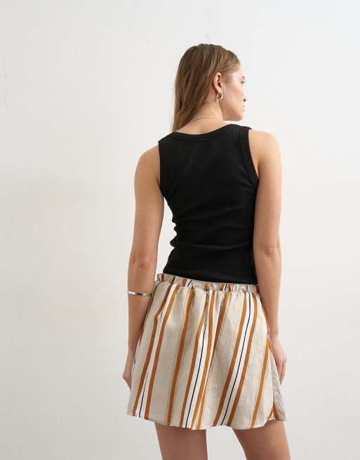 Topshop - Elastische minirok met sportieve bruine strepen, 4 van 5