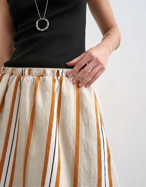 Topshop - Elastische minirok met sportieve bruine strepen, 5 van 5