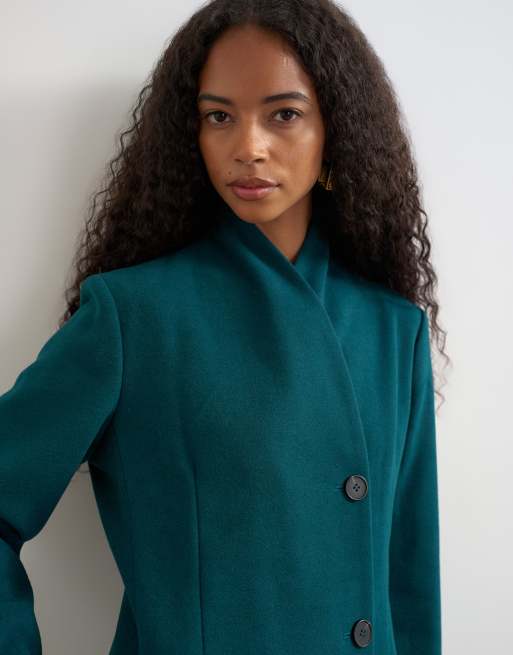 Topshop elegancki płaszcz typu blazer w kolorze turkusowym, 1 z 4