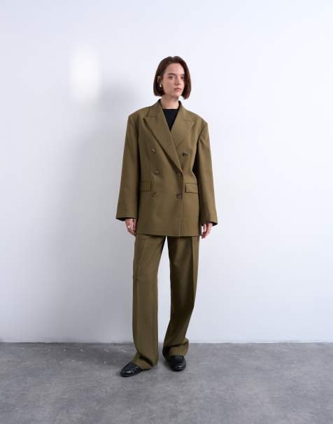 Topshop – Elegancki zestaw z marynarką w kolorze khaki - view 1