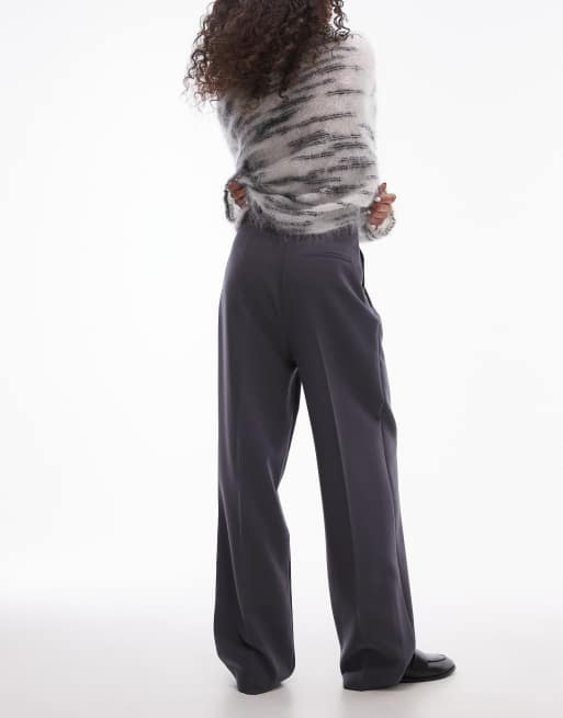Topshop – Elegante Ballon-Bundfaltenhose in Schiefergrau mit mittelhohem Bund 