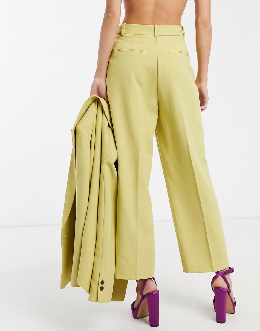 Topshop - Elegante broek in limoengroen, combi-set