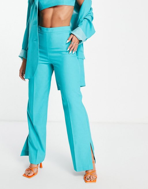 resterend gunstig feit Topshop - Elegante broek in turkoois, deel van co-ord set | ASOS