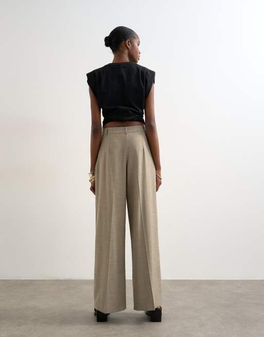 Topshop - Elegante broek met overslag in stone, 3 van 5