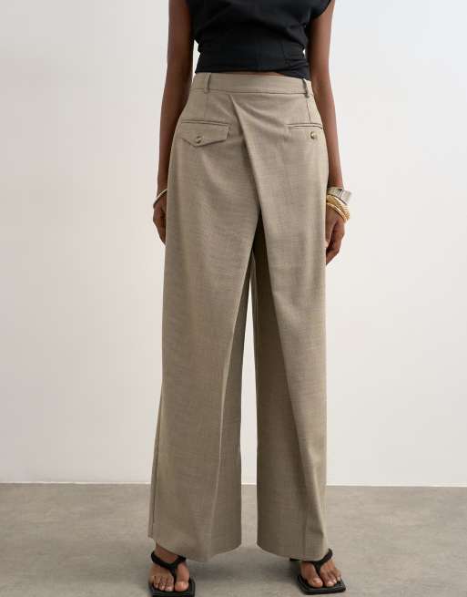 Topshop - Elegante broek met overslag in stone, 4 van 5