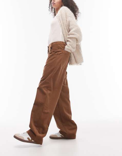 Topshop – Elegante Cordhose in Braun mit lockerem Schnitt - view 1