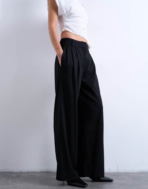 Topshop - Elegante geplooide broek met hoge taille in zwart, 2 van 5