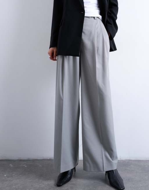 Topshop – Elegante Hose in Hellgrau mit hohem Bund und zwei Bundfalten, 2 von 5