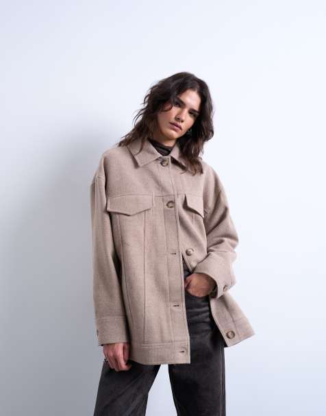 Topshop – Elegante Jacke im Westernstil in Pilzbeige - view 1