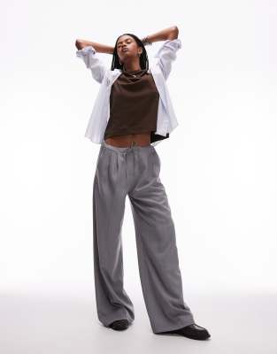 Topshop - Elegante Jogginghose in Hellgrau mit Tunnelzug