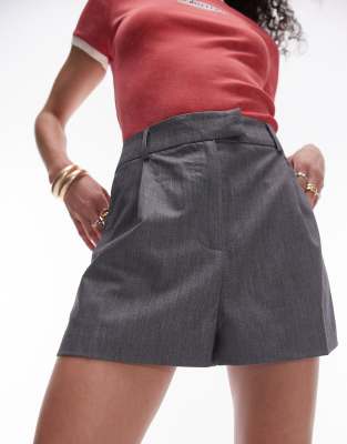 Topshop - Elegante, knappe Shorts in Grau