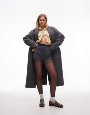 Topshop - Elegante, knappe Shorts in Grau