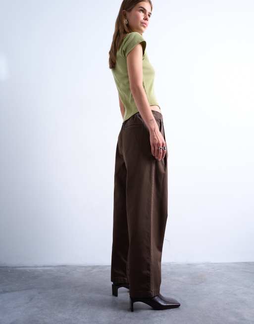 Topshop – Elegante, legere Hybrid-Hose in Schokobraun, 3 von 5