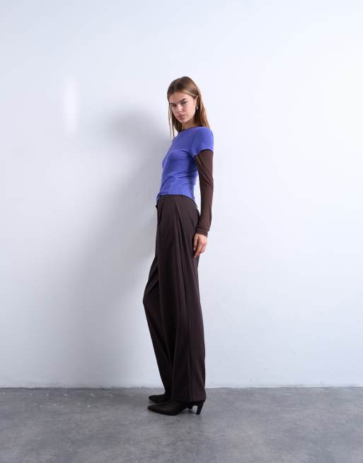 Topshop – Elegante, plissierte Hose mit Nadelstreifen und rundem Schnitt, 4 von 5