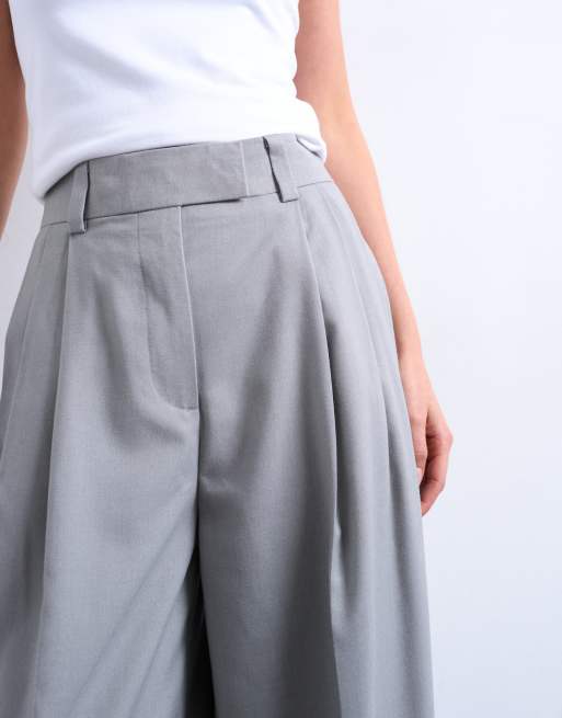 Topshop - Elegante plooibroek met hoge taille in lichtgrijs, 4 van 5