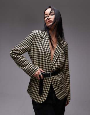 Topshop - Eleganter Blazer mit mehrfarbigem Karomuster-Bunt