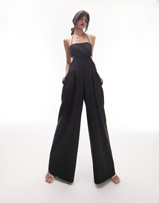 Topshop – Eleganter Jumpsuit in Schwarz mit Nadelstreifen, 4 von 4