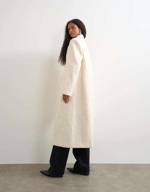 Topshop eleganter Longline-Mantel in Wolloptik in Weiß, 2 von 4