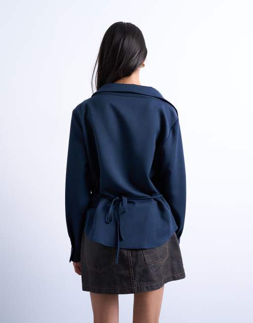 Topshop – Elegantes Hemd in Marineblau, Kombiteil, 4 von 4