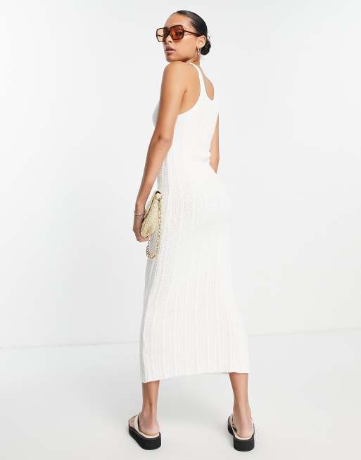 Topshop Elfenbenshvid midikjole med syninger, 2 af 4