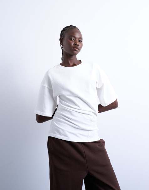 Topshop - Elfenbenshvid T-shirt med snoet detalje - view 1