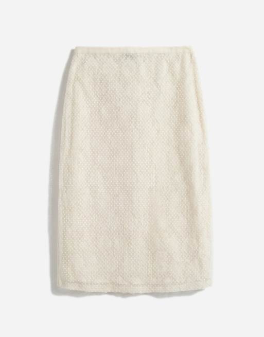 Topshop – Elfenbensvit midikjol med paljetter, 6 av 12