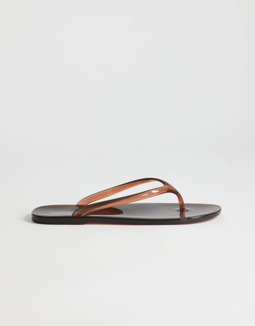 Topshop – Elias – Jelly-Zehenstegsandalen in Braun, 3 von 4