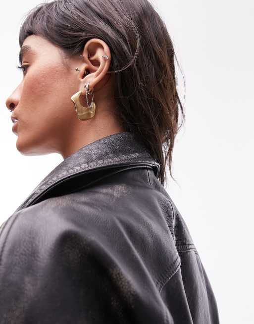 Topshop - Elio - Orecchini a bottone con cerchio color oro opaco