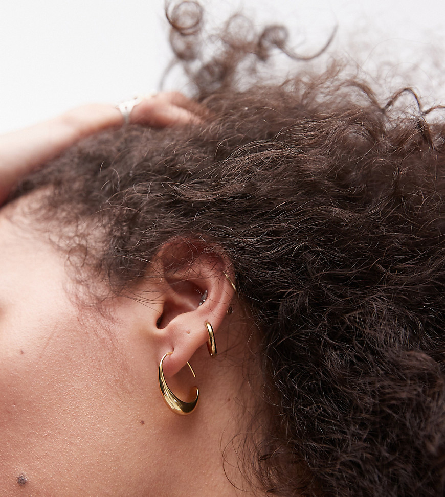 Topshop Elise pull through earrings in 14k gold plated