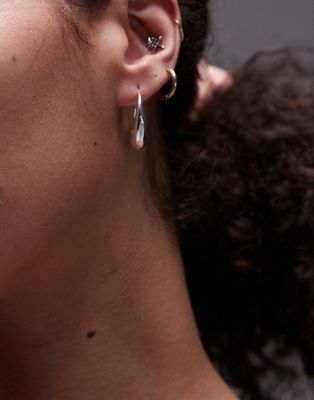 Topshop Elise pull through earrings in silver plated