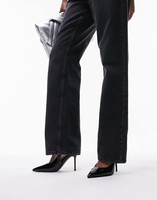 Topshop - Eliza - Scarpe décolleté con tacco e cinturino posteriore nere 