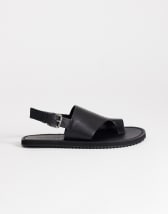 Topshop Ella leather toe loop sandal in black