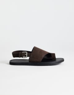 Ella leather toe loop sandal in chocolate 
