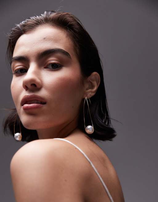 Topshop - Ella - Oorbellen met parelhangers in goudkleur
