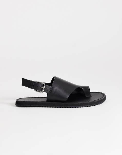 Topshop - Ella - Sandales en cuir avec boucle à l'orteil - Noir - view 1
