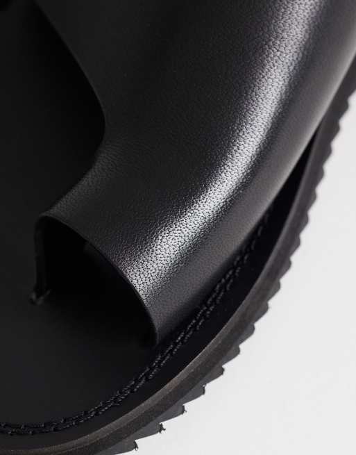 Topshop - Ella - Sorte sandaler med tårem i læder, 4 af 4