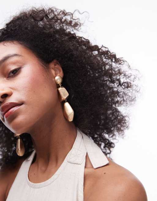 Topshop - Elle - Hangoorbellen met abstracte vormen in goudkleur