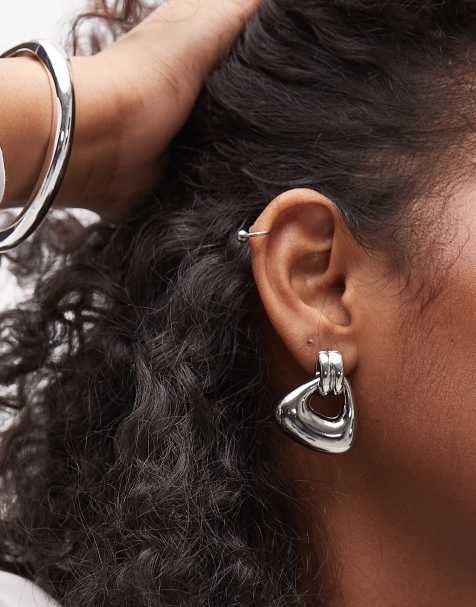 Topshop - Ellen - Orecchini a batacchio triangolari tonalità argento - view 1