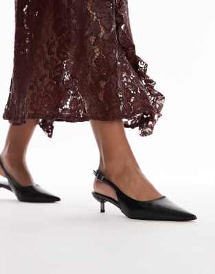 Topshop - Ellie - Pumps in Schwarz mit Fersenriemen und mittelhohem Absatz