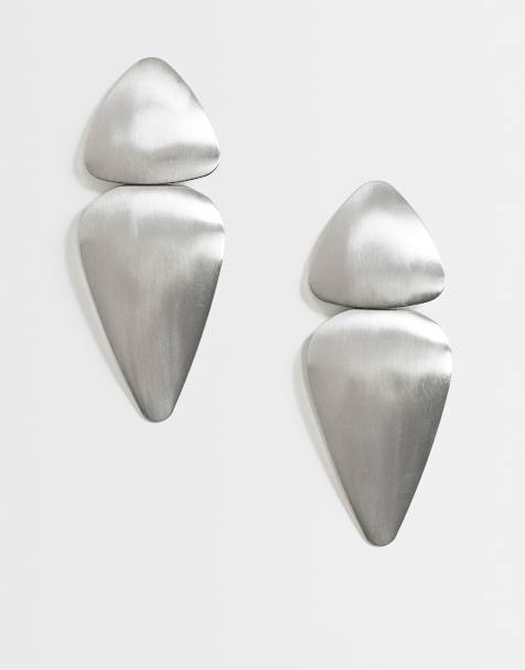 Topshop - Elliot - Opvallende oorknopjes in geborsteld zilver - view 1