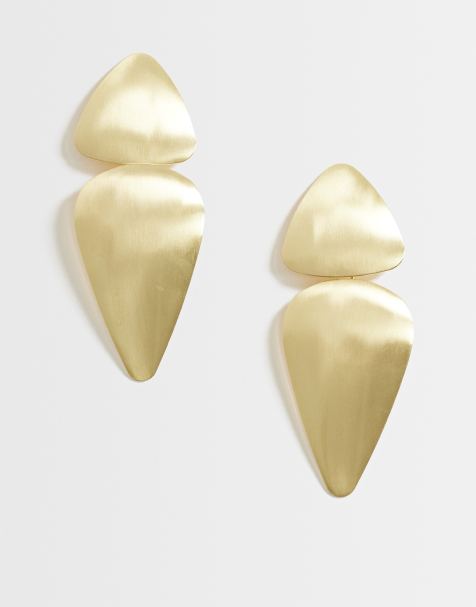 Topshop Elliot statement-stiftörhänge i borstad guld - view 1