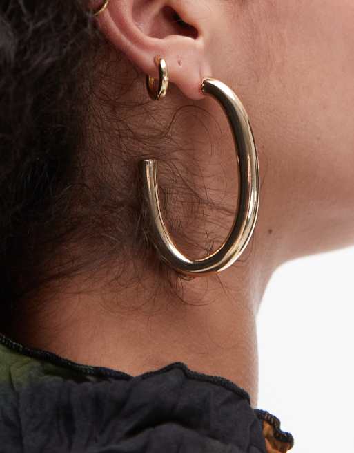 Topshop - Ellis - Orecchini a cerchio oversize dorati, 4 di 4