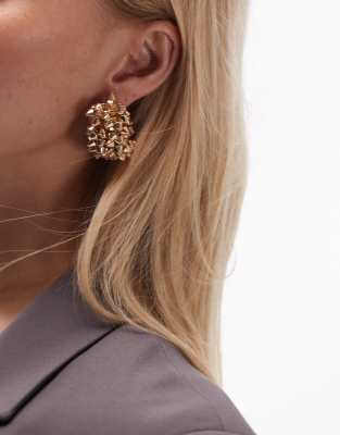 Elma beaded statement hoop earrings in gold tone