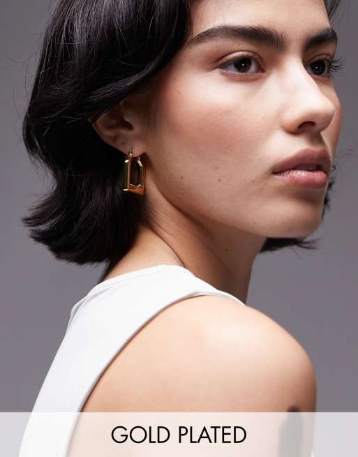 Topshop - Elodie - Firkantede hoop-øreringe med 14k guldbelægning