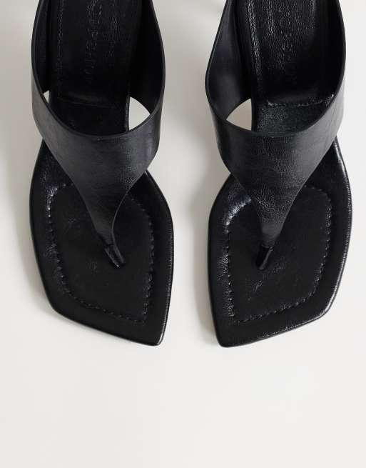 Topshop - Elodie - Sandalias de dedo negras estilo mules de tacón medio, 2 de 4
