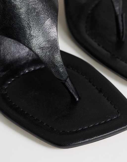 Topshop - Elodie - Sandalias de dedo negras estilo mules de tacón medio, 4 de 4